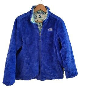 The North Face Mossbud Electric Blue Reversible‎ Floral Jacket Girls Size XL